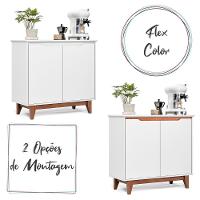 Aparador Buffet Flow 2 Portas Com Pés De Madeira Maciça Branco - 3
