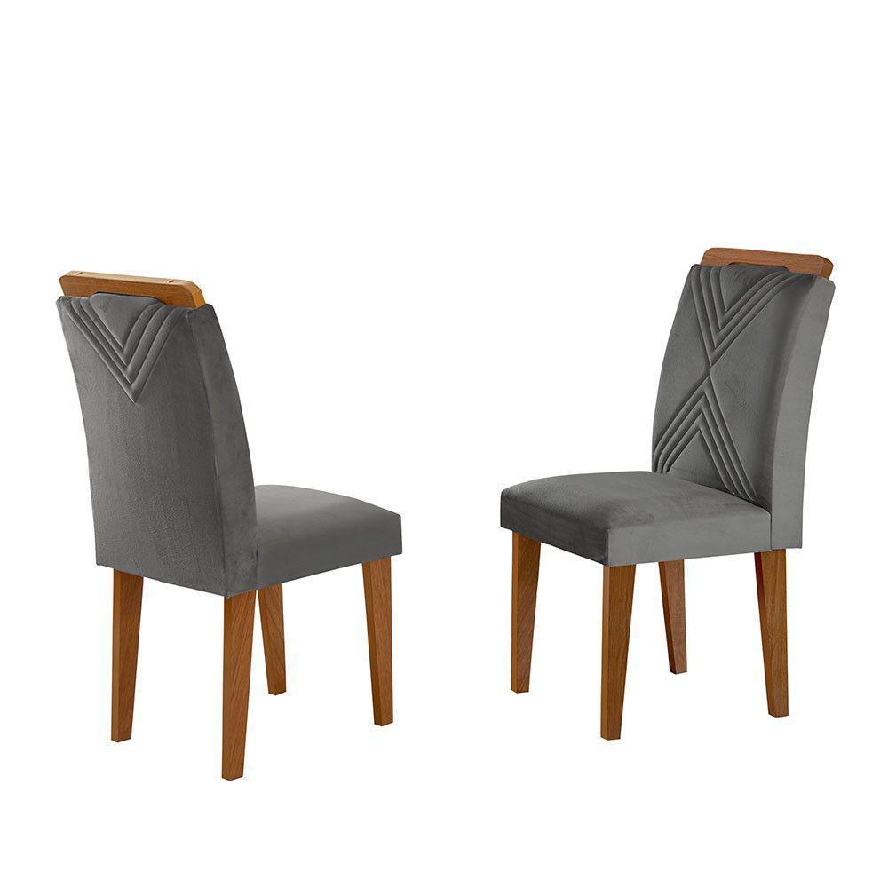 Conjunto 2 Cadeiras Sarah Mdf Rufato Veludo Grafite E Imbuia - 1