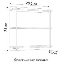 Prateleira Industrial Cozinha Tripla Com Painel Flora Z34 Branco/freijó - Mpozenato