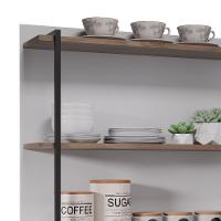 Prateleira Industrial Cozinha Tripla Com Painel Flora Z34 Branco/freijó - Mpozenato - 5