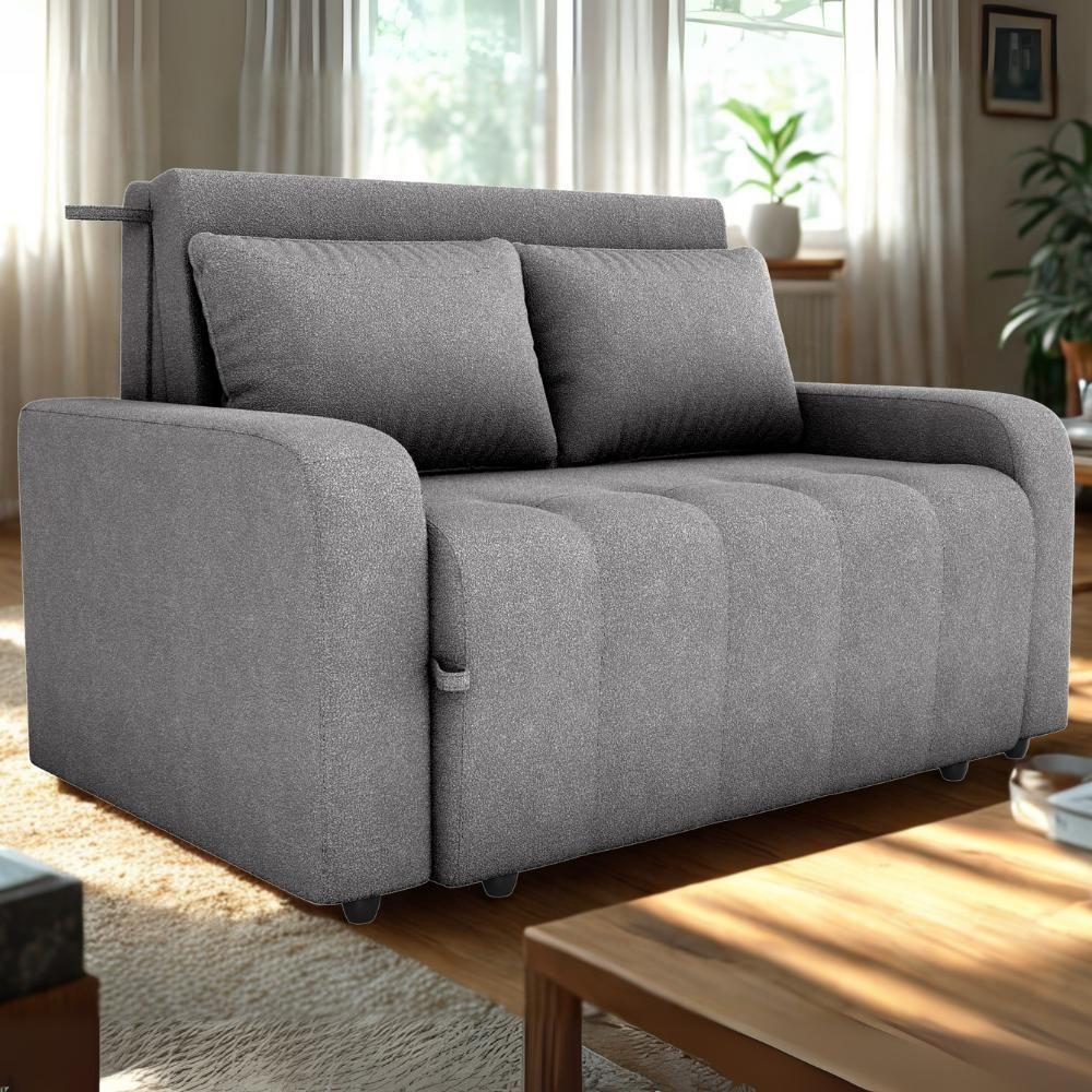 Sofa Cama 2 Lugares 138 Cm Amora Tecido Boucle F497 Milani Store Cinza - 2
