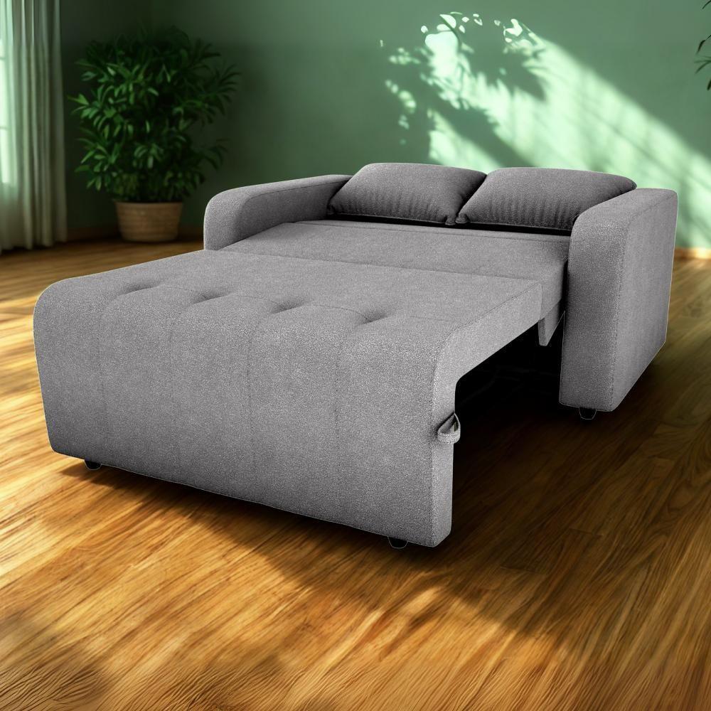 Sofa Cama 2 Lugares 138 Cm Amora Tecido Boucle F497 Milani Store Cinza - 8