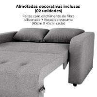 Sofa Cama 2 Lugares 138 Cm Amora Tecido Boucle F497 Milani Store Cinza - 5