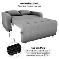 Sofa Cama 2 Lugares 138 Cm Amora Tecido Boucle F497 Milani Store Cinza - 6
