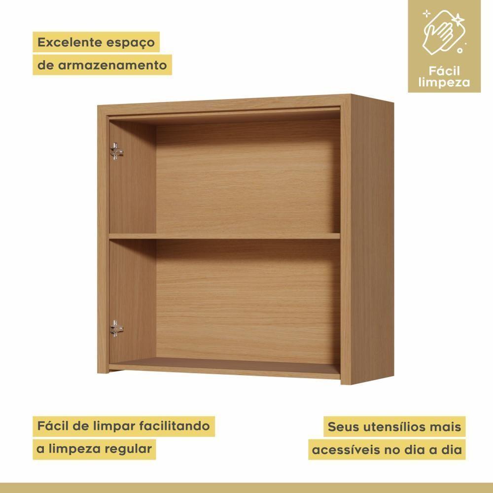 Armário Aéreo 2 Porta 100% Mdf 80cm Condessa Carvalho/greige Nesher Móveis - 4