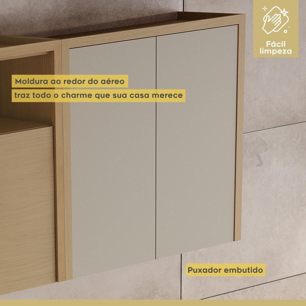 Armário Aéreo 2 Porta 100% Mdf 80cm Condessa Carvalho/greige Nesher Móveis - 7