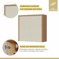 Armário Aéreo 2 Porta 100% Mdf 80cm Condessa Carvalho/greige Nesher Móveis - 3