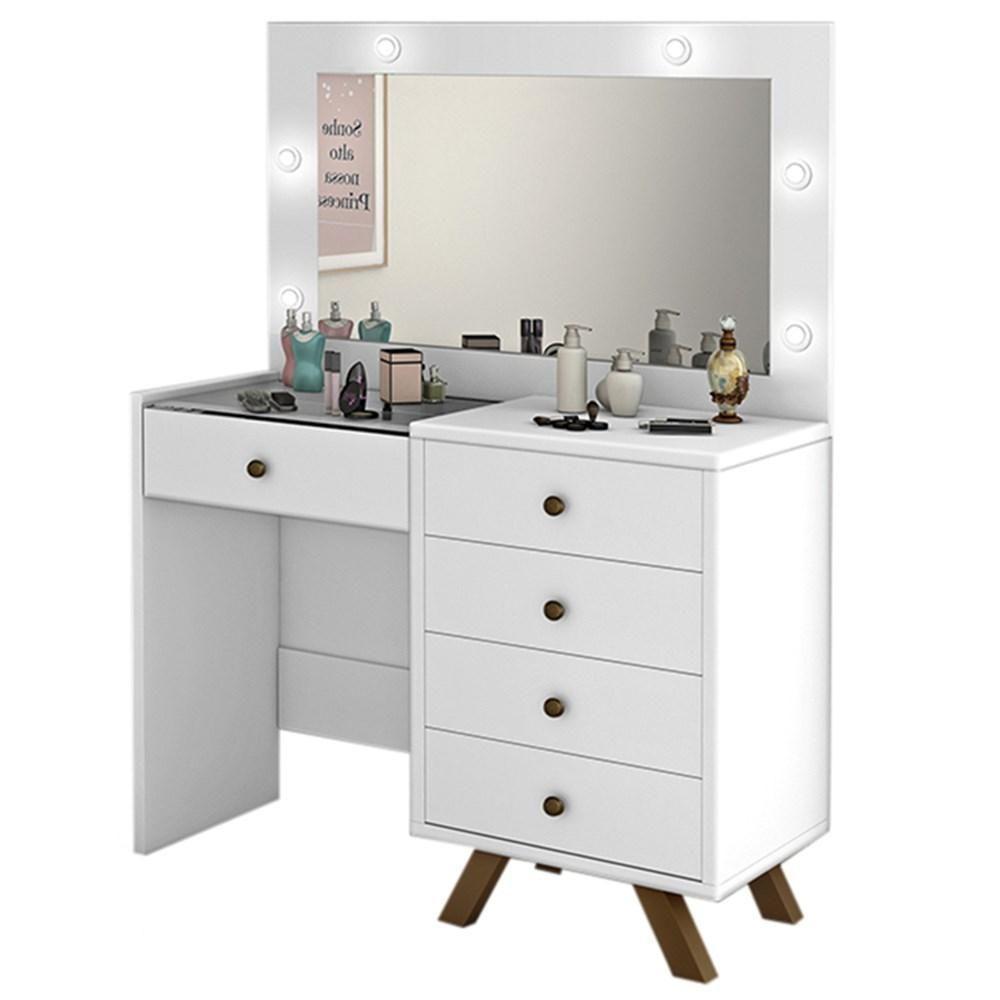 Penteadeira Camarim Com Espelho 5 Gavetas Luna Branco - Móveis Luapa - 1