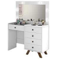 Penteadeira Camarim Com Espelho 5 Gavetas Luna Branco - Móveis Luapa - 1