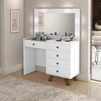 Penteadeira Camarim Com Espelho 5 Gavetas Luna Branco - Móveis Luapa - 2