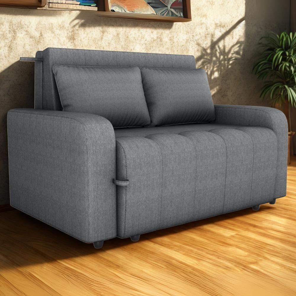 Sofa Cama 2 Lugares 138 Cm Amora Linho Vancouver Cinza Milani Store Cinza - 2