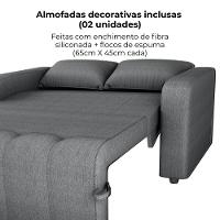 Sofa Cama 2 Lugares 138 Cm Amora Linho Vancouver Cinza Milani Store Cinza - 5