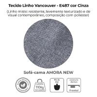 Sofa Cama 2 Lugares 138 Cm Amora Linho Vancouver Cinza Milani Store Cinza - 6