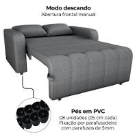 Sofa Cama 2 Lugares 138 Cm Amora Linho Vancouver Cinza Milani Store Cinza - 7