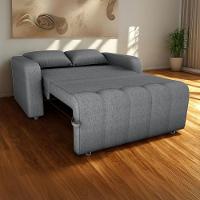 Sofa Cama 2 Lugares 138 Cm Amora Linho Vancouver Cinza Milani Store Cinza - 8