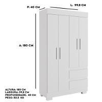 Guarda-roupa Infantil Argentina 4 Portas 2 Gavetas Linhamobília Branco - 5