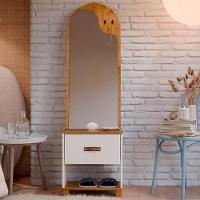 Toucador Penteadeira Com Espelho 1 Gaveta Organic Off/freijó - Ej Móveis - 5