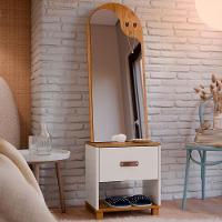 Toucador Penteadeira Com Espelho 1 Gaveta Organic Off/freijó - Ej Móveis - 9