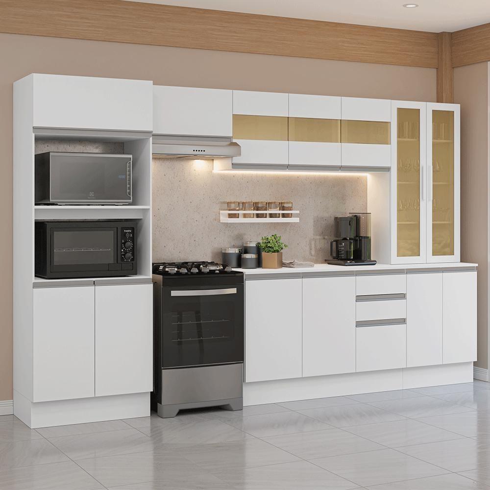Armário De Cozinha Completa 100% Mdf 310 Cm Smart Madesa 04 Branco - 1