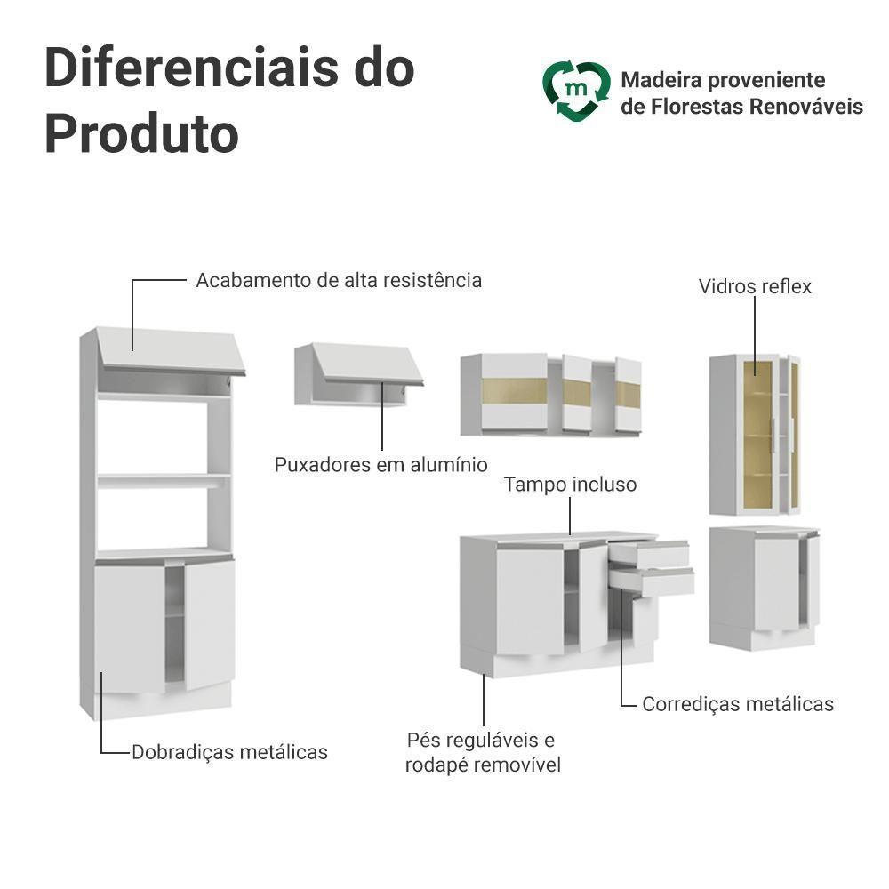 Armário De Cozinha Completa 100% Mdf 310 Cm Smart Madesa 04 Branco - 4