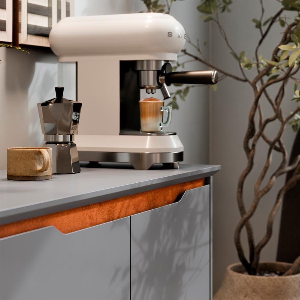 Aparador Buffet Flow 2 Portas Com Pés De Madeira Maciça Cinza - 3