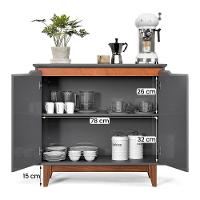 Aparador Buffet Flow 2 Portas Com Pés De Madeira Maciça Cinza - 2