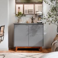 Aparador Buffet Flow 2 Portas Com Pés De Madeira Maciça Cinza