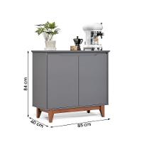 Aparador Buffet Flow 2 Portas Com Pés De Madeira Maciça Cinza - 6