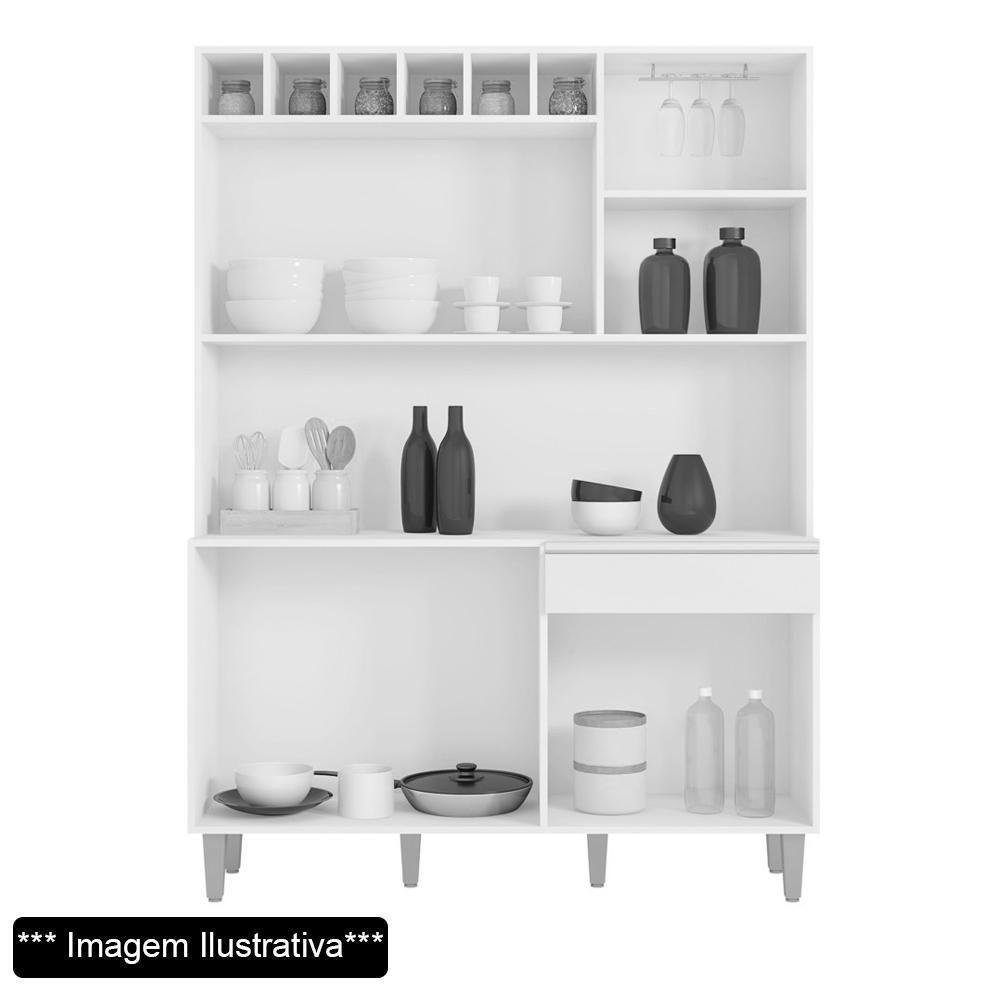 Kit Cozinha Compacta 130cm Com 6 Portas 1 Gaveta Alice Cinza Escuro - Ajl Móveis - 5