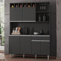 Kit Cozinha Compacta 130cm Com 6 Portas 1 Gaveta Alice Cinza Escuro - Ajl Móveis - 2