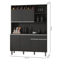 Kit Cozinha Compacta 130cm Com 6 Portas 1 Gaveta Alice Cinza Escuro - Ajl Móveis