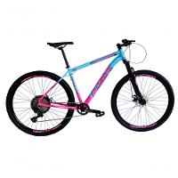 Bicicleta Aro 29 Ksx Sd7 12v Garfo Com Trava K7 11/50 Freios Hidráulicos Kit 1x12 - Rosa/azul Tam. 21 - 1