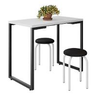 Mesa De Cozinha Bistrô Porto Branco 90cm Com 2 Banquetas Industriais Maviê Preto/branco - Mpozenato - 1