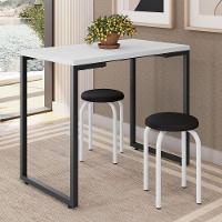 Mesa De Cozinha Bistrô Porto Branco 90cm Com 2 Banquetas Industriais Maviê Preto/branco - Mpozenato - 5