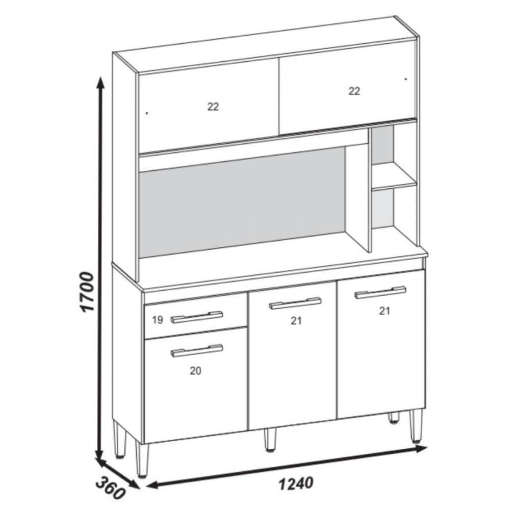 Cozinha Compacta Ceara 5 Portas 1 Gaveta Canelato Rustico Com Off White - 4