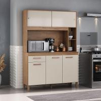 Cozinha Compacta Ceara 5 Portas 1 Gaveta Canelato Rustico Com Off White - 1