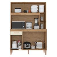 Cozinha Compacta Ceara 5 Portas 1 Gaveta Canelato Rustico Com Off White - 3