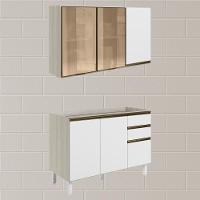 Armario Aereo 3 Portas E Balcao Pia Mdf Kali Nicioli Bianco Toq Branco Uv - 2