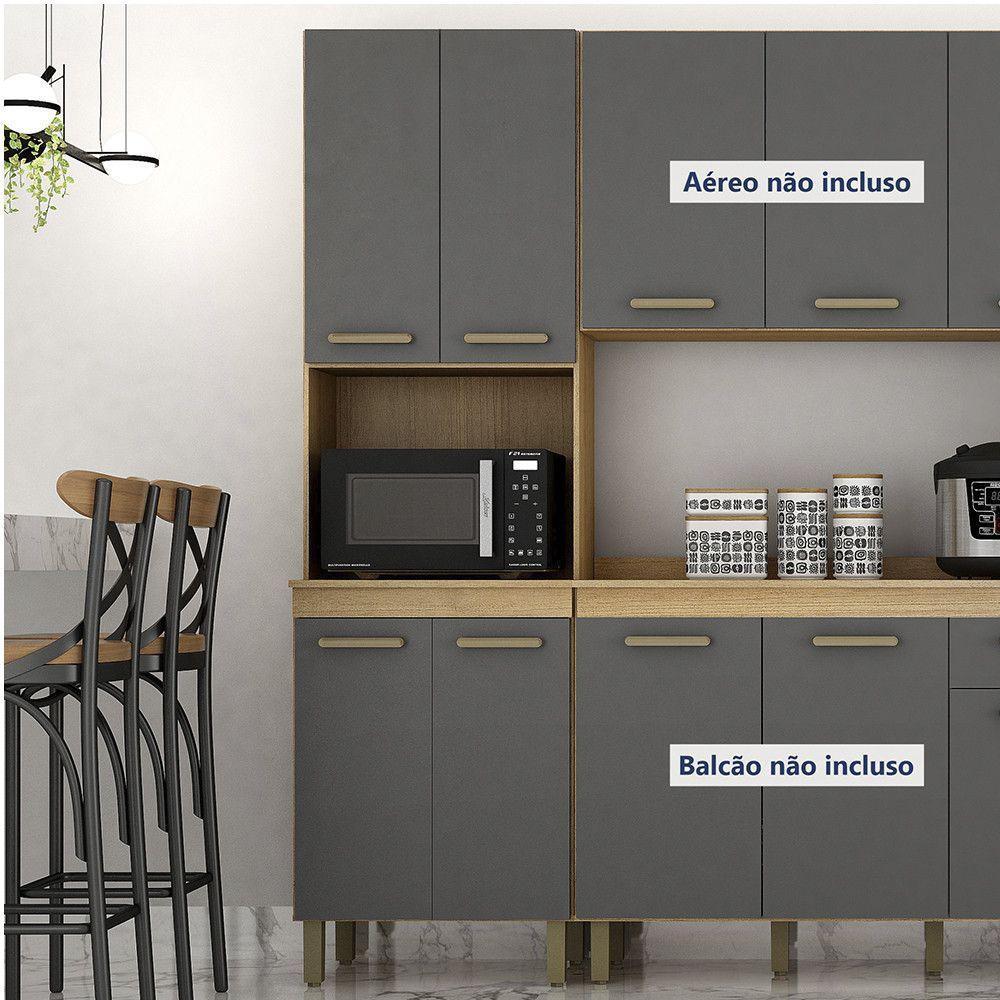 Paneleiro Com Nicho 4 Portas São Luis Valdemoveis Cinamomo/grafite - 1