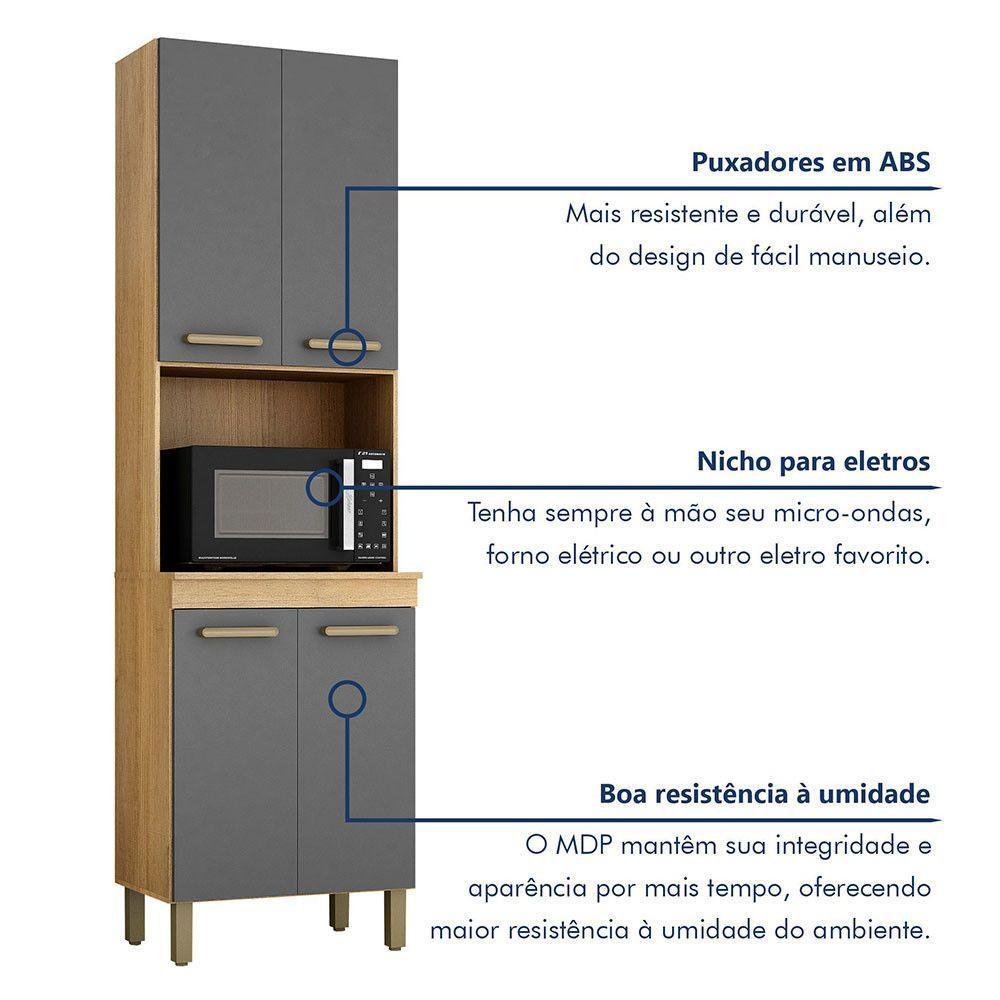 Paneleiro Com Nicho 4 Portas São Luis Valdemoveis Cinamomo/grafite - 3