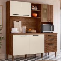 Cozinha Compacta Com Tampo 182 Cm Mega Nogueira Off White Cp Ripado Ktp - 2