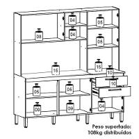 Cozinha Compacta Com Tampo 182 Cm Mega Nogueira Off White Cp Ripado Ktp