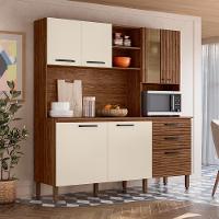 Cozinha Compacta Com Tampo 182 Cm Mega Nogueira Off White Cp Ripado Ktp - 10