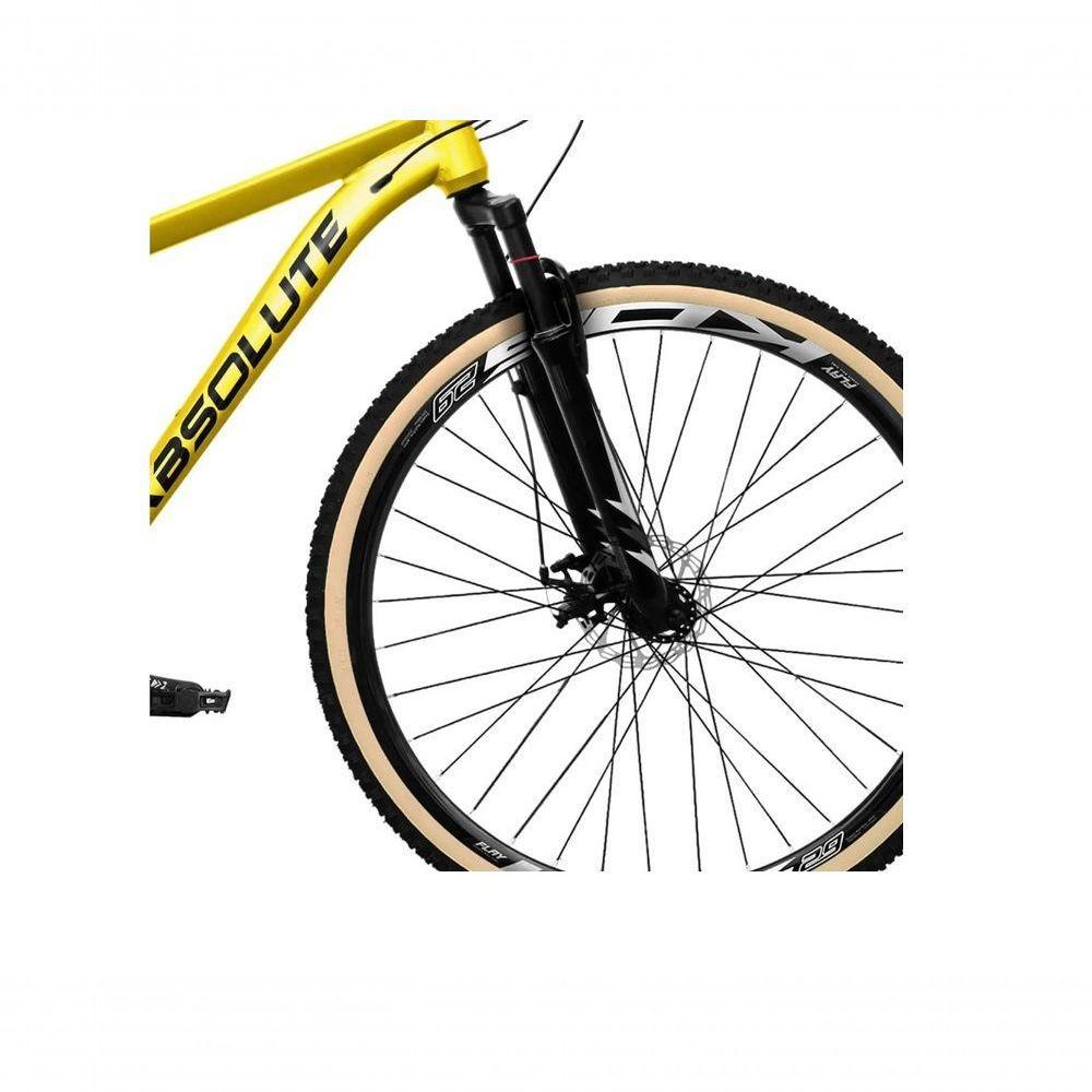 Bicicleta Aro 29 Absolute Nero 5 Alumínio 2x9 18v K7 Freios Hidráulicos Garfo Com Trava Pneu C/faixa - Amarelo Tam.21 - 4