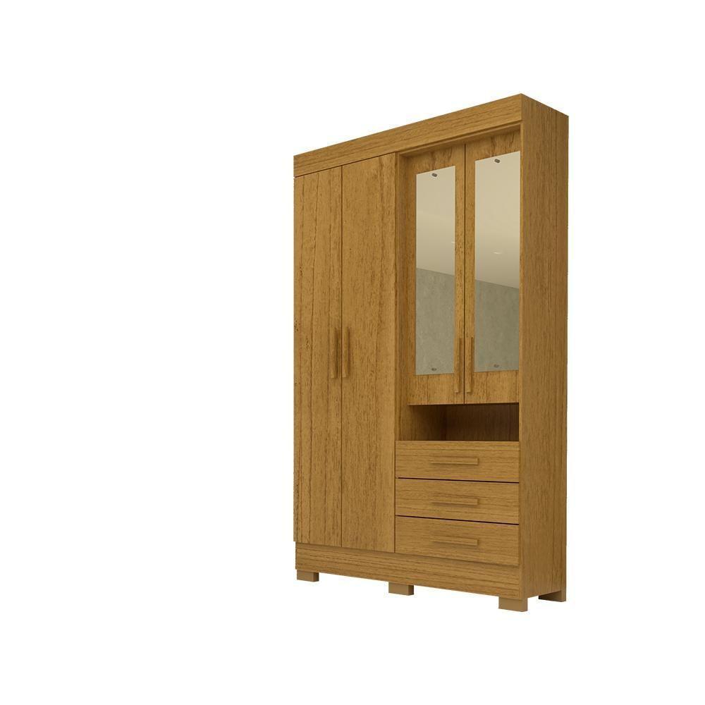 Guarda-Roupa Casal Bolívia 4 Portas Com Espelho E 3 Gavetas 100% Mdf Linha Mobília Cinamomo - 4