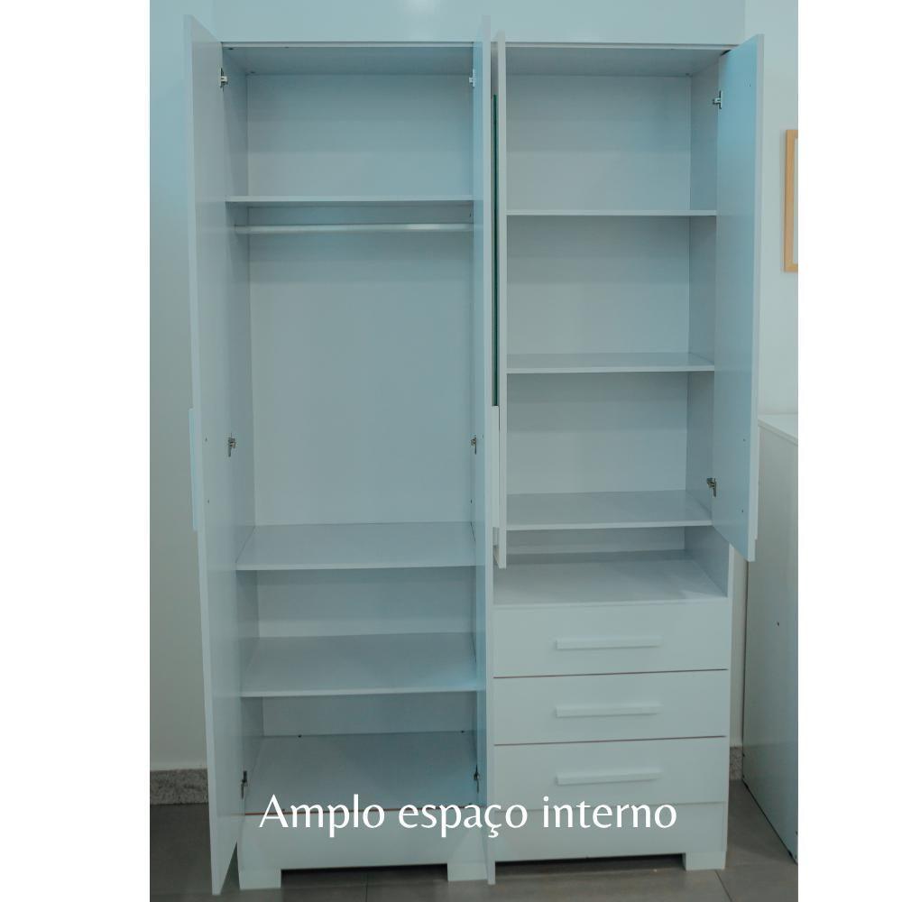 Guarda-Roupa Casal Bolívia 4 Portas Com Espelho E 3 Gavetas 100% Mdf Linha Mobília Cinamomo - 7