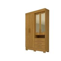 Guarda-Roupa Casal Bolívia 4 Portas Com Espelho E 3 Gavetas 100% Mdf Linha Mobília Cinamomo