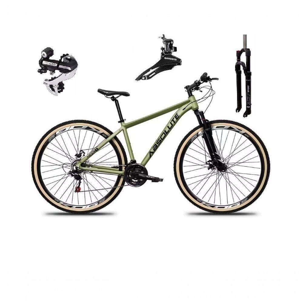 Bicicleta Aro 29 Absolute Nero 5 Câmbio Shimano 24v Acera K7 Garfo Trava Freio A Disco Pneu C/faixa - Oliva Tam.19 - 1