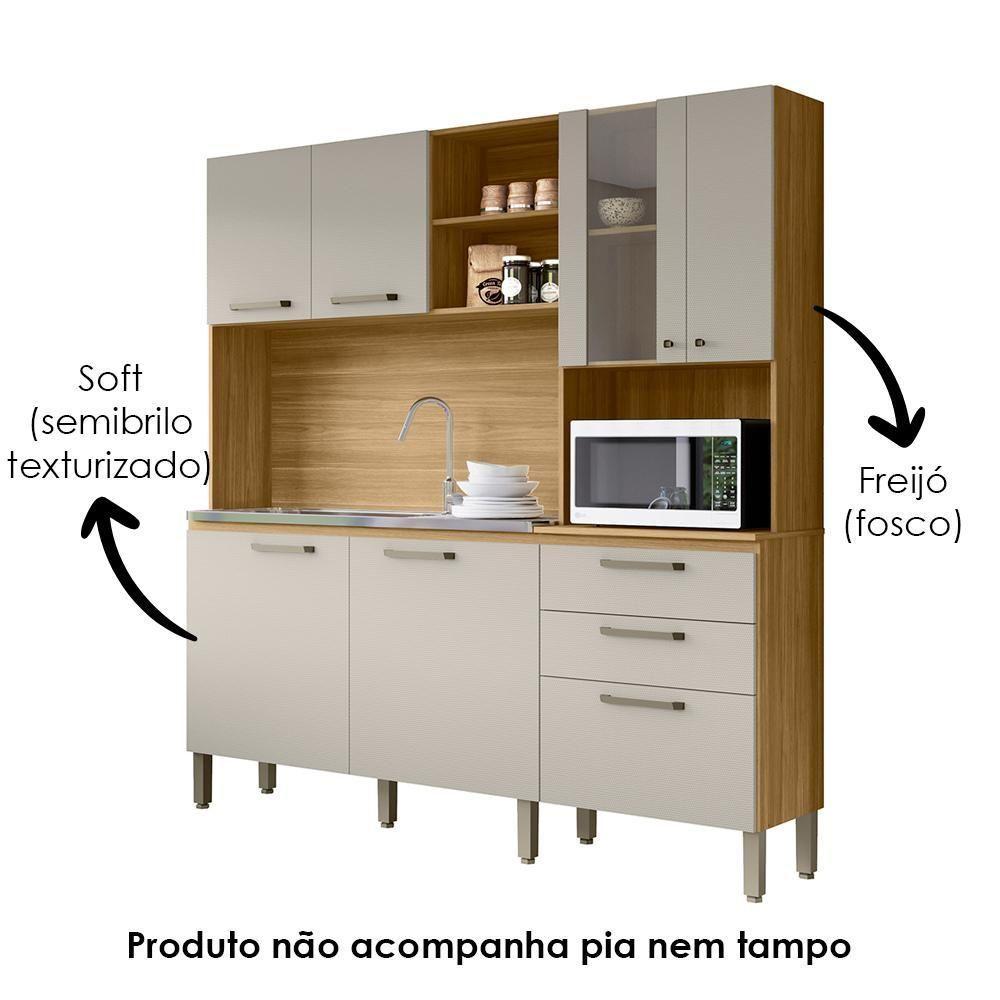 Cozinha Compacta 7 Portas 2 Gavetas 182 Cm Mega Freijo Soft Ktp - 5