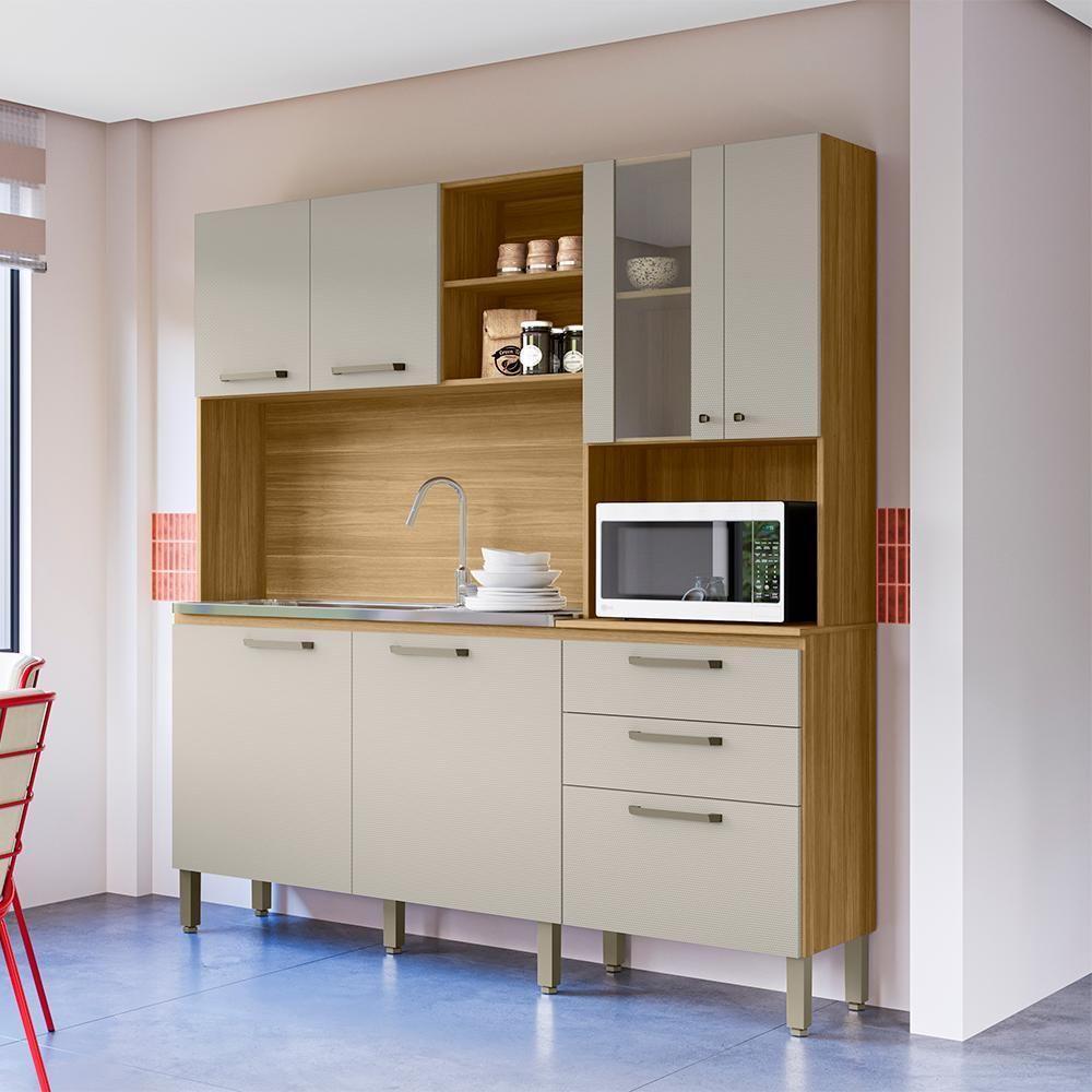 Cozinha Compacta 7 Portas 2 Gavetas 182 Cm Mega Freijo Soft Ktp - 9